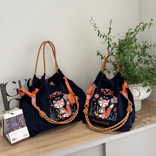 日本代购ballchain高圆圆同款包刺绣手提购物袋大容量斜挎单肩包 - 图2