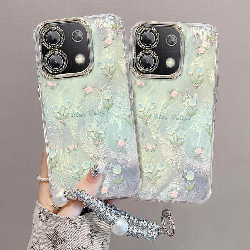 适用红米note13Pro手机保护壳新款redmi高级羽纱郁金香全包防摔矽胶12散热专用外壳带支架手錬镜头膜透明保护 - 图2