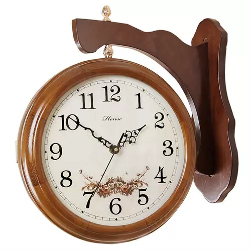 Han Time Watch European -Style Double -Shide Wanging Clock Silent Room Creative Bell Creative Blocks Двухсторонние сельские современные циркулярные часы HDS17