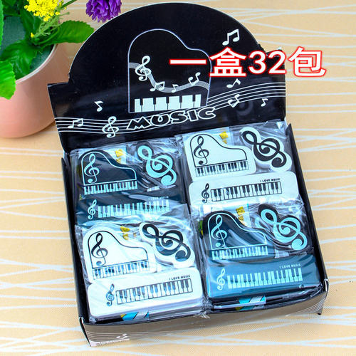 音乐钢琴橡皮创意音乐文具三角钢琴造型高音符五线谱图案橡皮擦 - 图0
