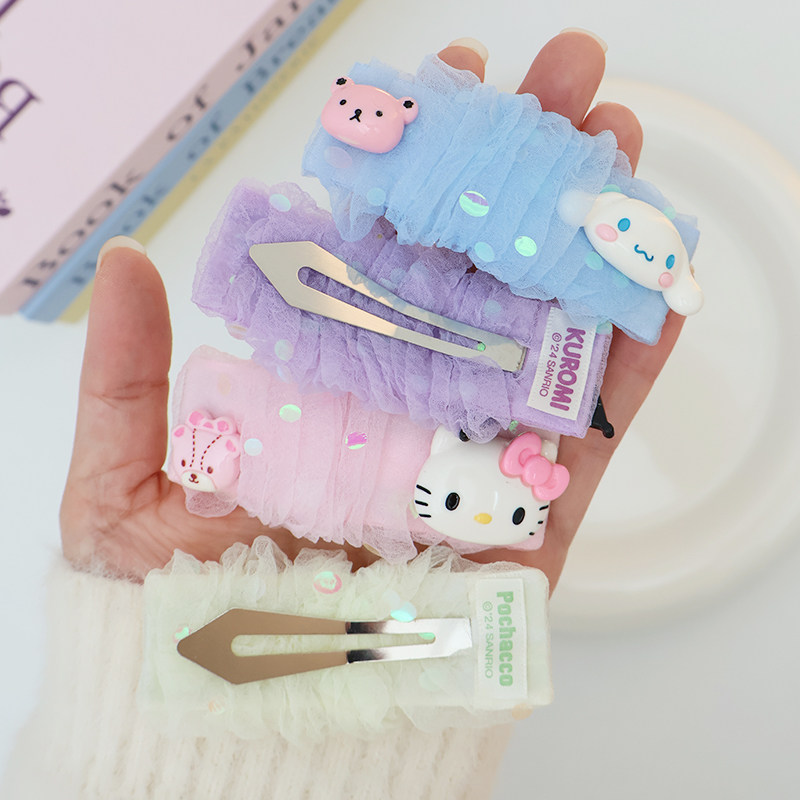 三丽鸥立体雪纺发圈发夹套装少女心可爱玉桂狗凯蒂猫发饰网纱头夹,淘宝优惠券,粉丝福利购,淘宝优惠卷