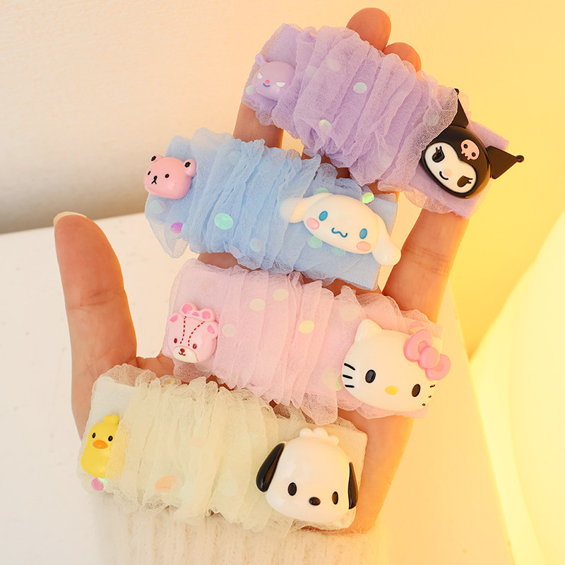 三丽鸥立体雪纺发圈发夹套装少女心可爱玉桂狗凯蒂猫发饰网纱头夹,淘宝优惠券,粉丝福利购,淘宝优惠卷