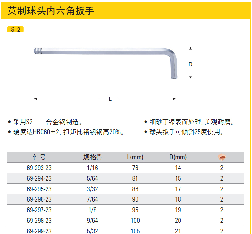 史丹利内六角扳手球头单个L型加长公制1.5-10mm英制1/16-3/8套装-图2