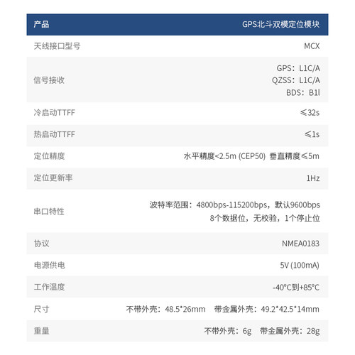 GPS北斗BD双模定位模块G60/G70高精度GNSS联合卫星ROS机器人STM32 - 图0