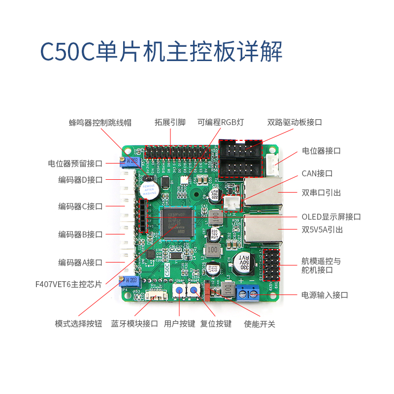 C50C有刷电机版机器人控制板驱控一体ROS小车无人底盘运动四驱AGV - 图0