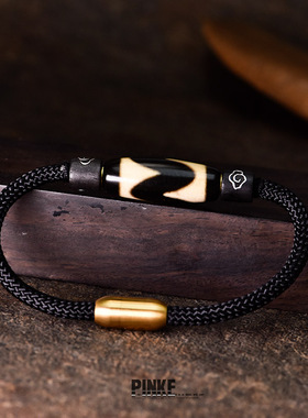 【无名】藏传牙黄虎牙天珠手绳男简约百搭玛瑙手链女文玩配饰手环