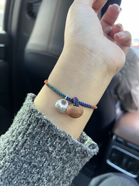 原创设计实心福坨坨纯银桃核手链手工编织本命年护身平安情侣款送