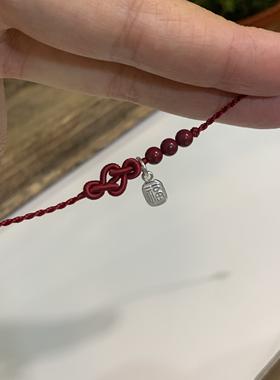 「小如意」原创s925纯银红绳脚链手绳纯银福牌朱砂女款高级春季新