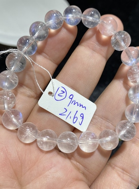 天然水晶手链月光石蓝月光手串一物一图单圈男女款 白月光