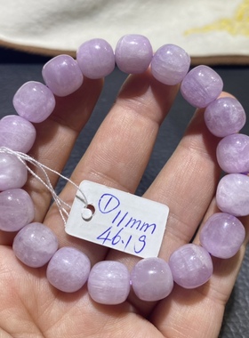 天然水晶手链紫锂辉老型珠桶珠随行珠女款手串带闪一物一图