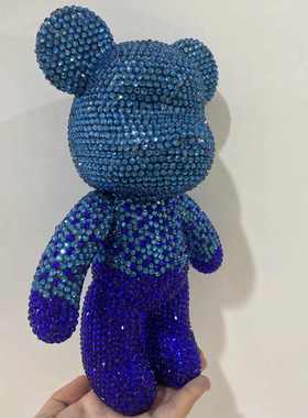 蓝色摆件小熊玩偶贴钻熊暴力熊