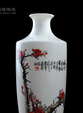 手绘名家风客厅书房花瓶德化白瓷