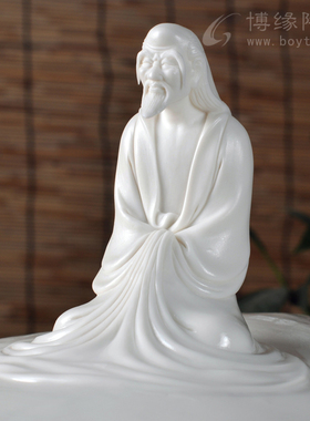 中式风禅意人物雕塑摆件德化白瓷