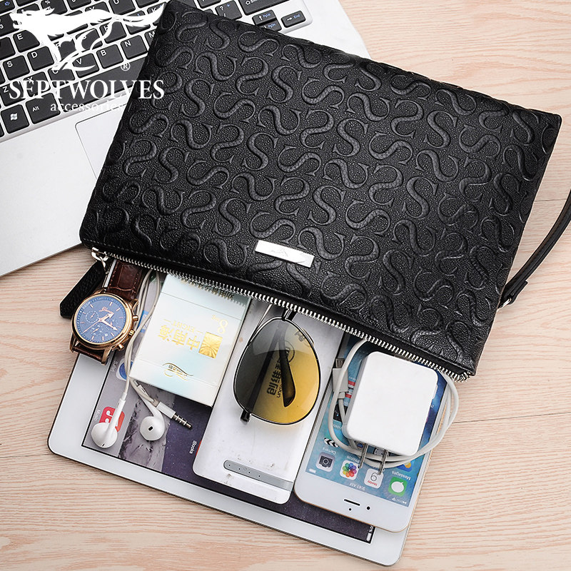 七匹狼信封包软头层男手抓包夹包 轩达箱包男士包袋