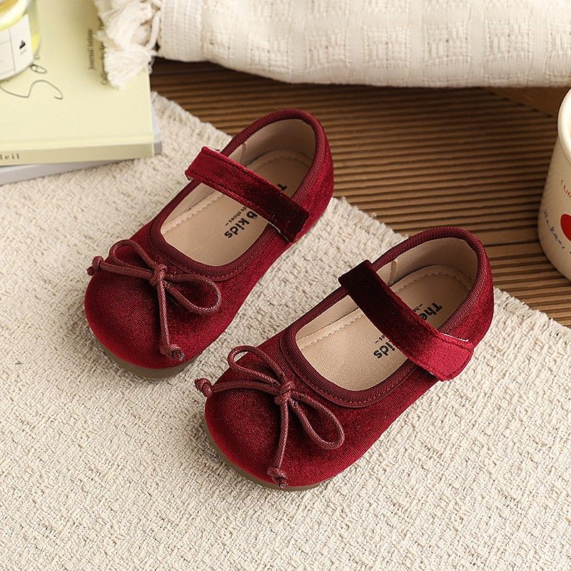 女童红色小皮鞋2026春秋新款宝宝甜美蝴蝶结公主单鞋浅口豆豆鞋子,淘宝优惠券,粉丝福利购,淘宝优惠卷