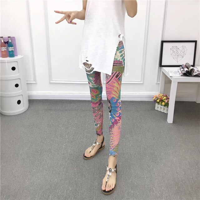 Leggings ສີສໍາລັບແມ່ຍິງ, ຕາຫນ່າງບາງນອກ stretch pants