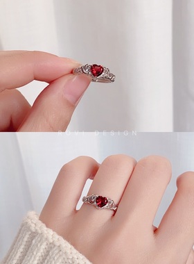 Rovi水晶一物一图丨孤品纯银戒指橄榄石石榴石超七水晶活口可调节