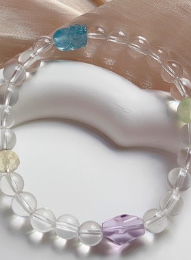 五行平衡丨补金木水火土天然水晶手串多宝手链本命年新年马年礼物