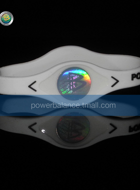 POWER BALANCE 霸能 能量平衡公司 手环 硅胶手环 白色黑字