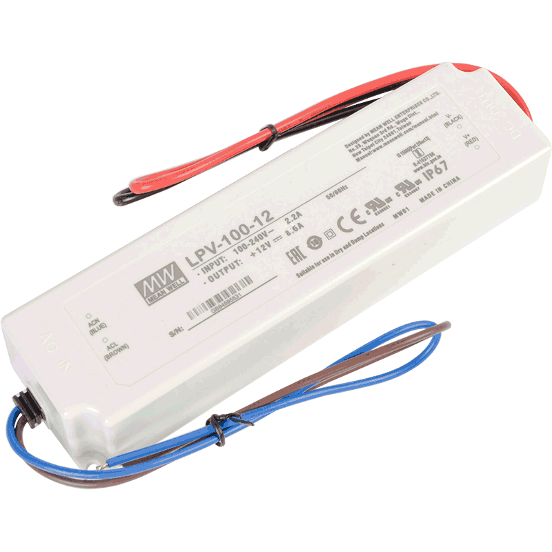 LPV-100W明纬12V防水LED电源5V15V24V36V48V照明灯带灯箱灯饰IP67 - 图3