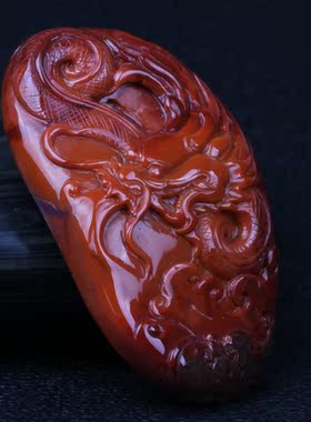 挂件生肖龙牌证书凉山南红玛瑙