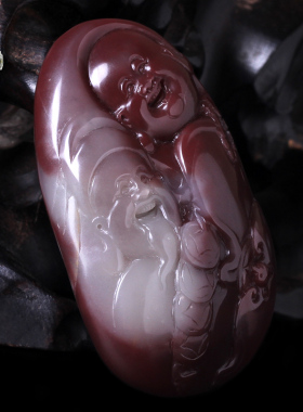 四川凉山笑佛达摩证书紫绿玛瑙