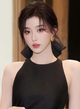 超大号裙摆布艺黑色发圈头饰孔雪儿同款赫本风显脸小氛围感发饰女