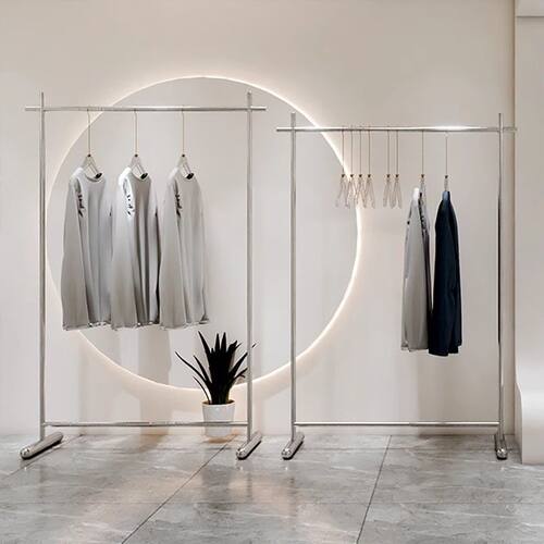 工厂直销不锈钢服装展示架落地式商场家用耐磨防水防锈衣架 - 图1