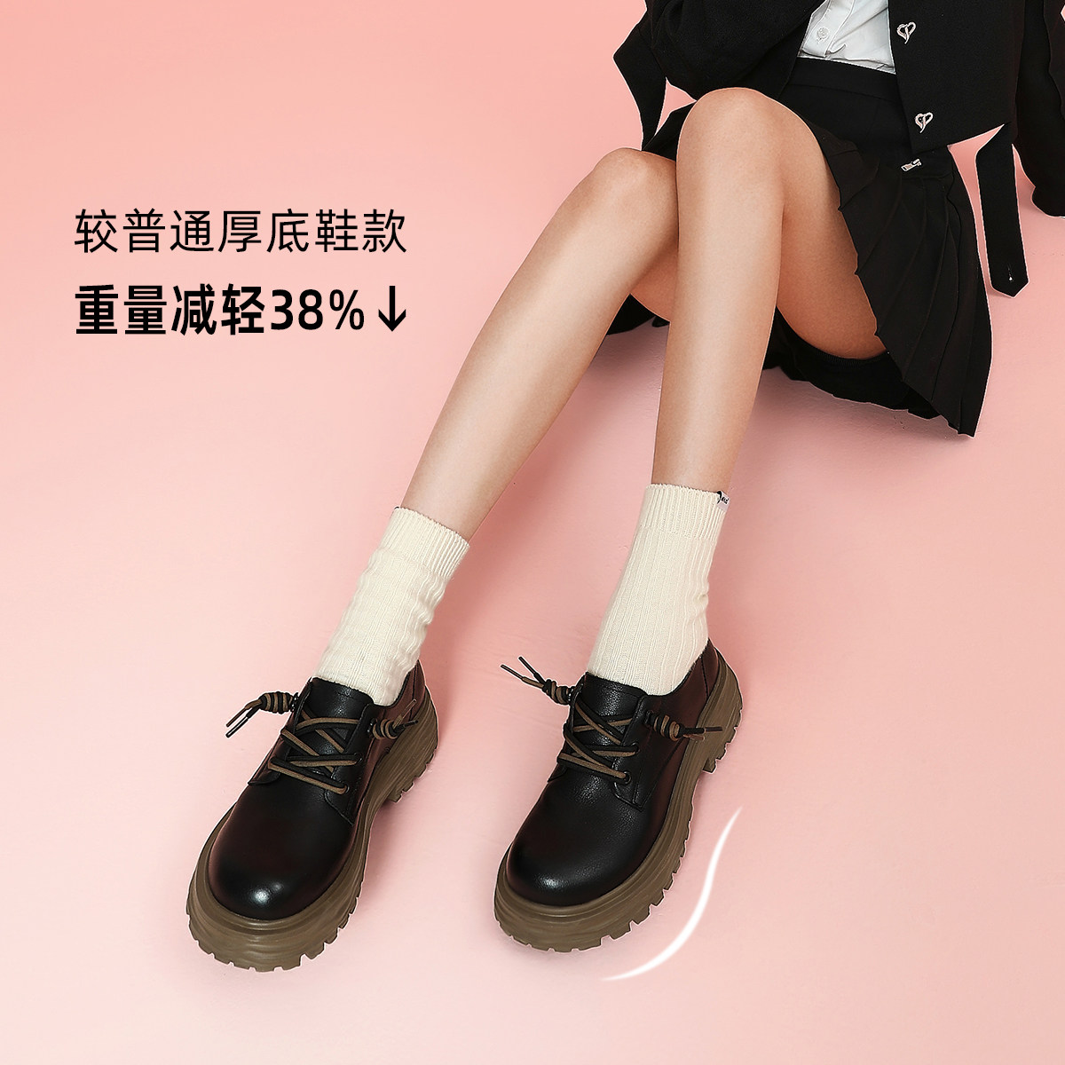 骆驼2023春季新款真皮英伦风小皮鞋 骆驼时尚深口单鞋