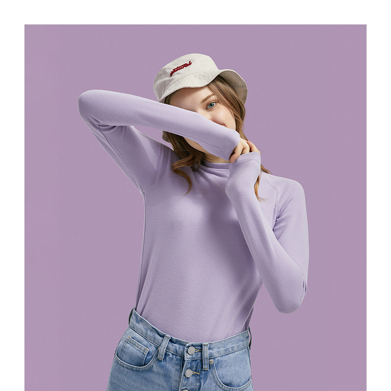 骆驼2020秋冬半高领百搭修身打底衫 骆驼女鞋T恤