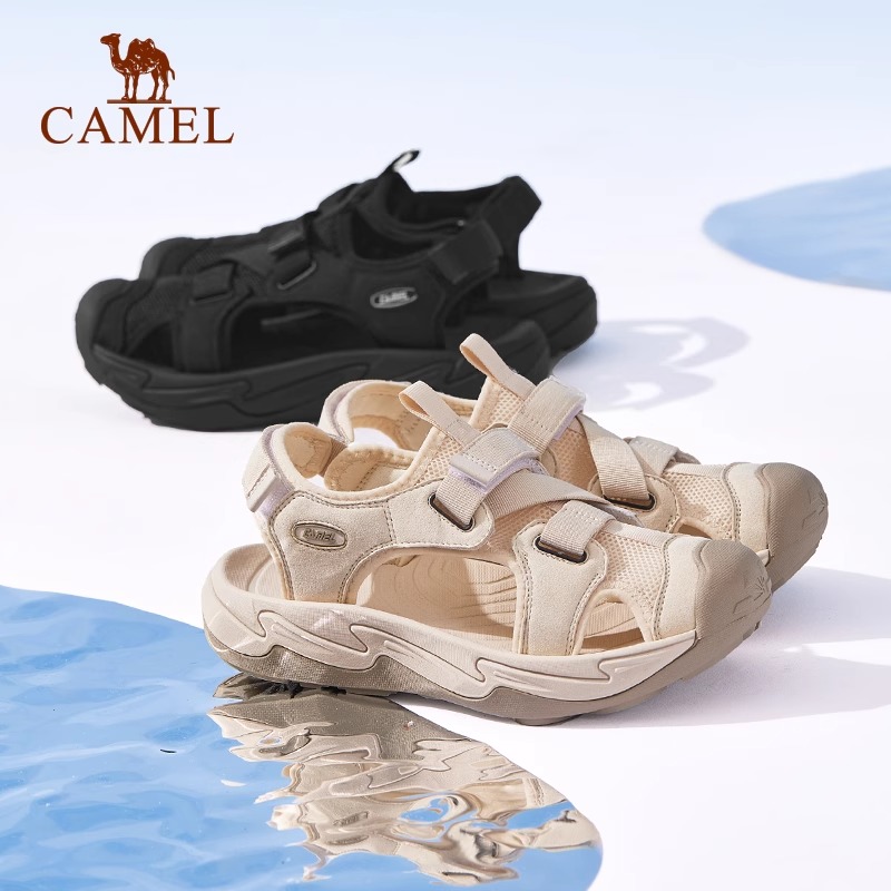 骆驼女鞋夏季回弹防滑溯溪鞋运动凉鞋软底增高休闲包头沙滩鞋男女 - 图2