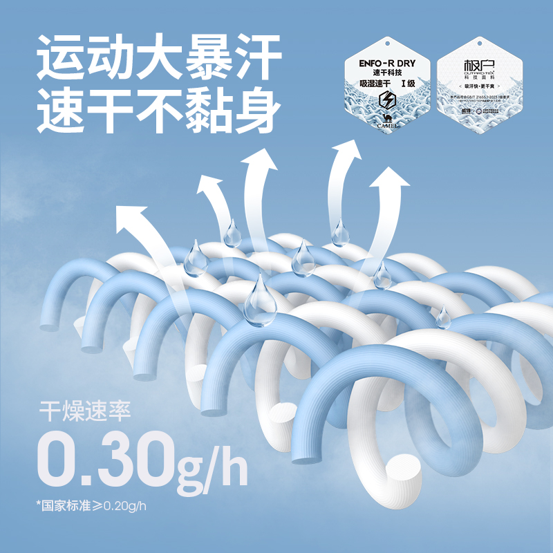 骆驼女装速干短袖t恤2025春夏季新款圆领半袖体恤运动透气抗菌t男