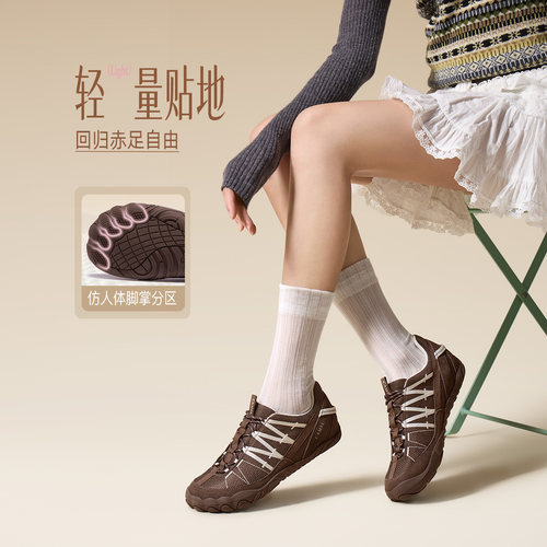 骆驼德训鞋女2026秋季新款赤足鞋芭蕾风复古户外徒步鞋休闲运动鞋 - 图3