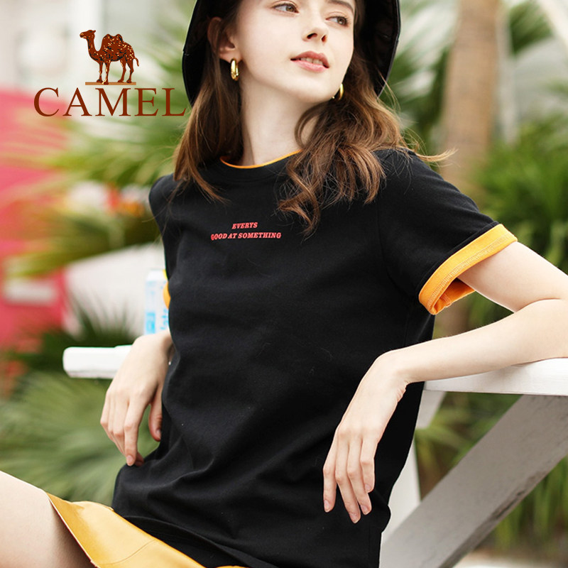 骆驼女装短袖t恤女2020纯棉打底衫 骆驼女鞋T恤