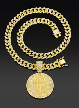 美式嘻哈厂牌英文字母古巴项链吊坠跨境热卖潮流时尚男士饰品现货