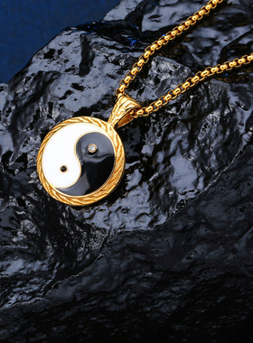 中国新说唱嘻哈风钛钢挂饰项链