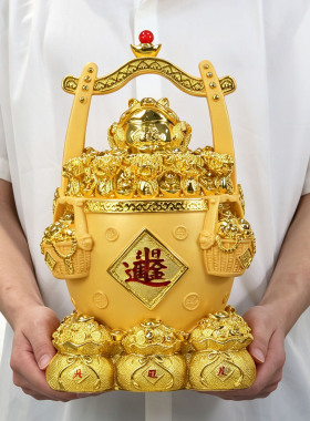 沙金聚宝盆金蟾一桶金大摆件
