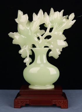 富贵平安玉瓶招财玉石摆件