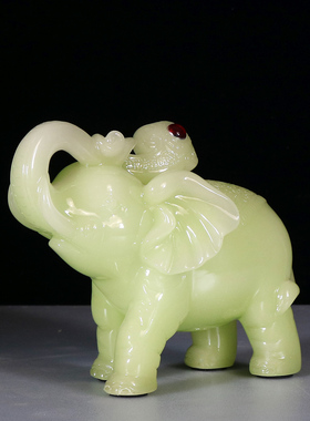 新中式大象摆件玉石装饰