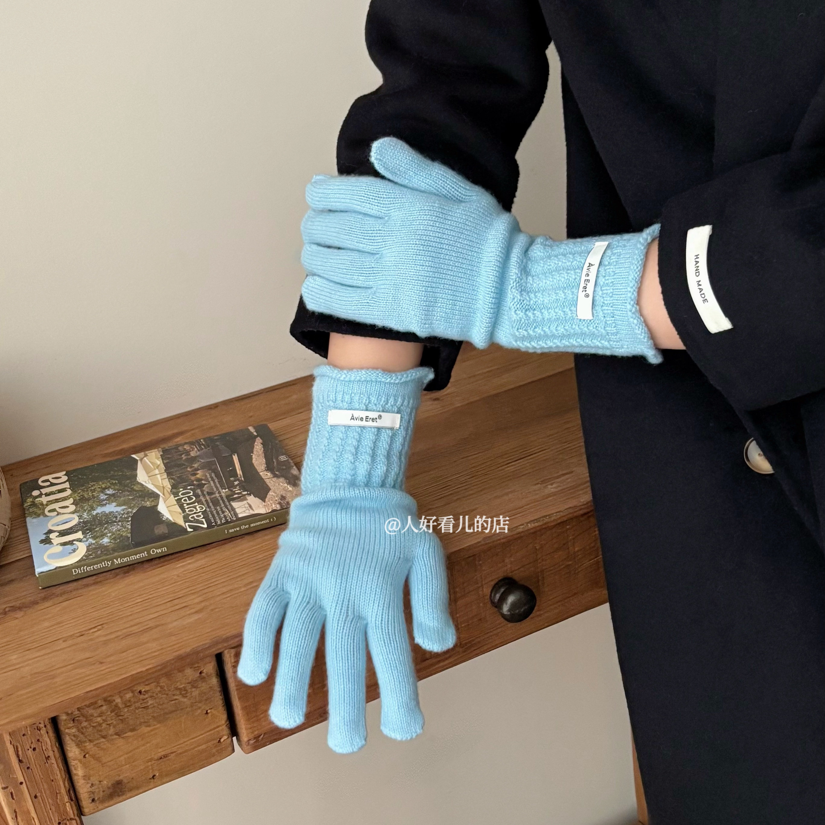 韩系ins针织手套女2025秋冬新款学生可触屏分指露指手套学生情侣