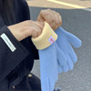 Women's new winter knitted cashmere gloves touch screen plus fleece
