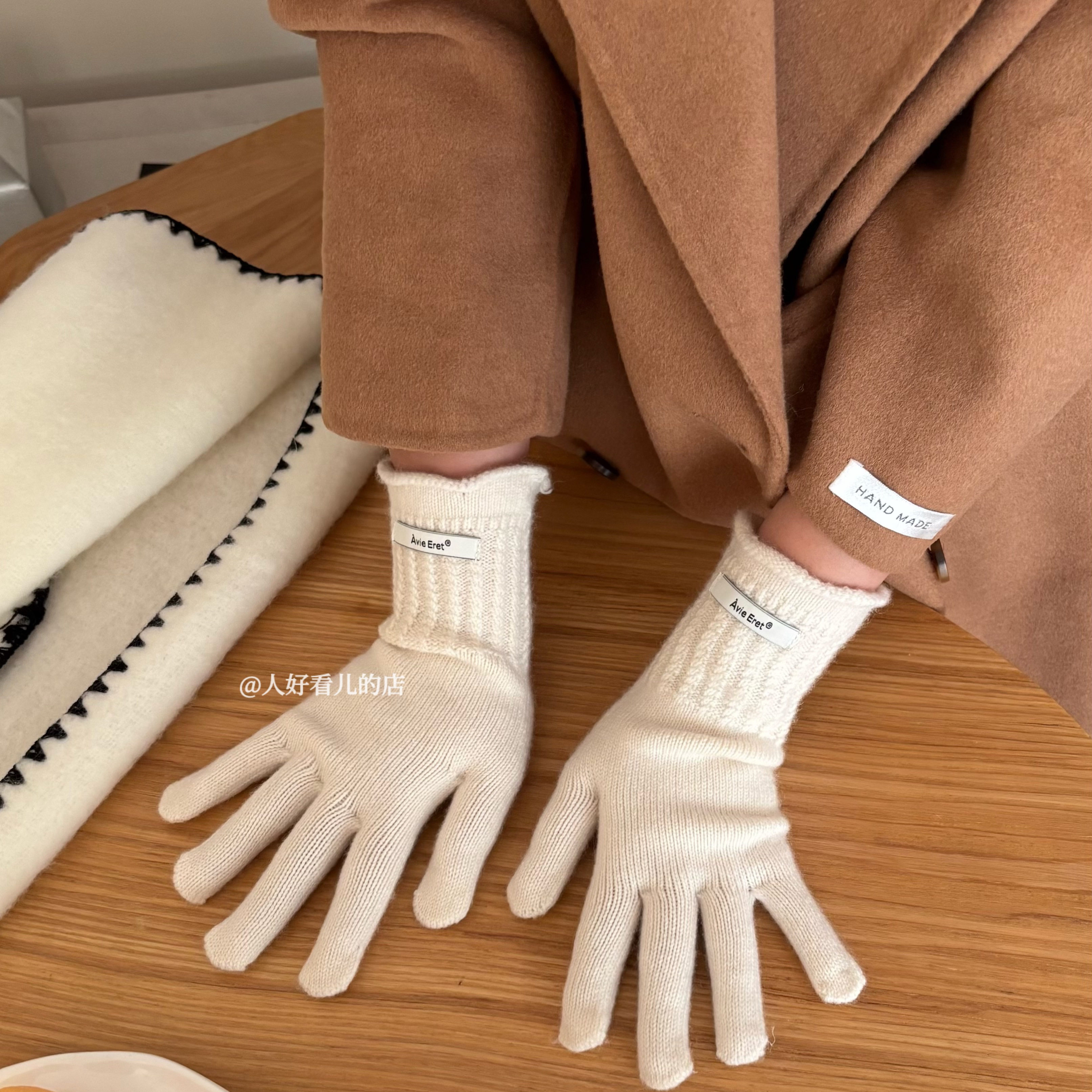 韩系ins针织手套女2025秋冬新款学生可触屏分指露指手套学生情侣
