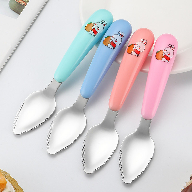 卡通兔子婴幼儿刮泥勺子宝宝刮水果泥勺挖熟食泥神器儿童辅食刮勺,淘宝优惠券,粉丝福利购,淘宝优惠卷