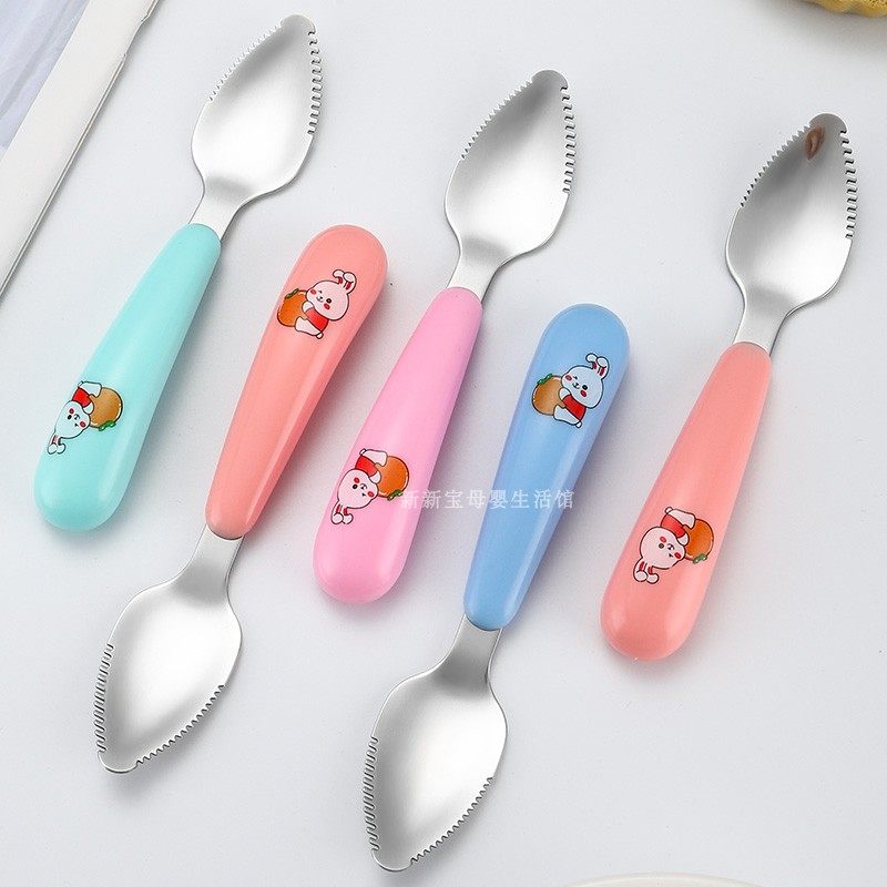 卡通兔子婴幼儿刮泥勺子宝宝刮水果泥勺挖熟食泥神器儿童辅食刮勺,淘宝优惠券,粉丝福利购,淘宝优惠卷