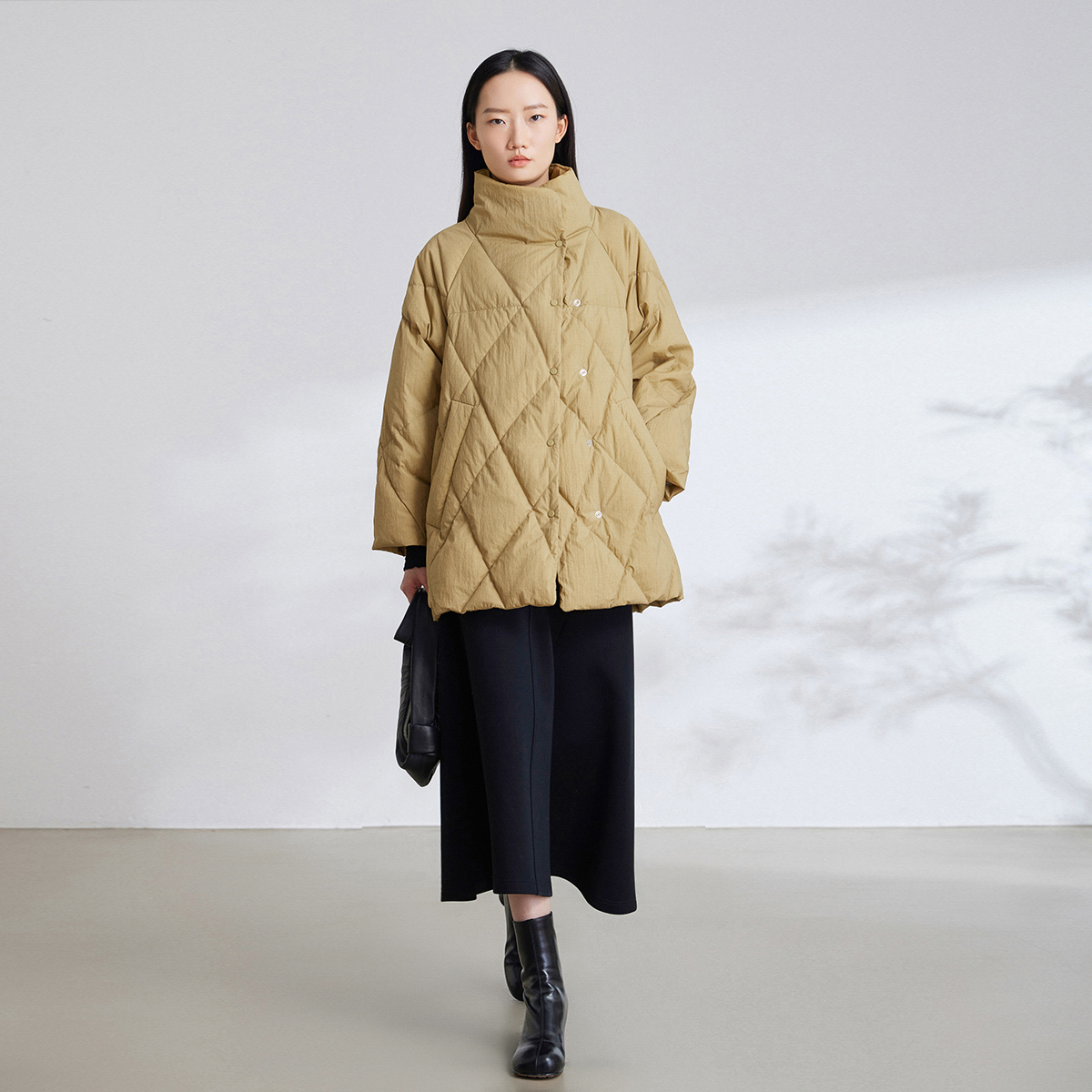 蒲PUKKA H型加厚羽绒服秋冬中长廓形防风保暖简约经典外套 - 图0