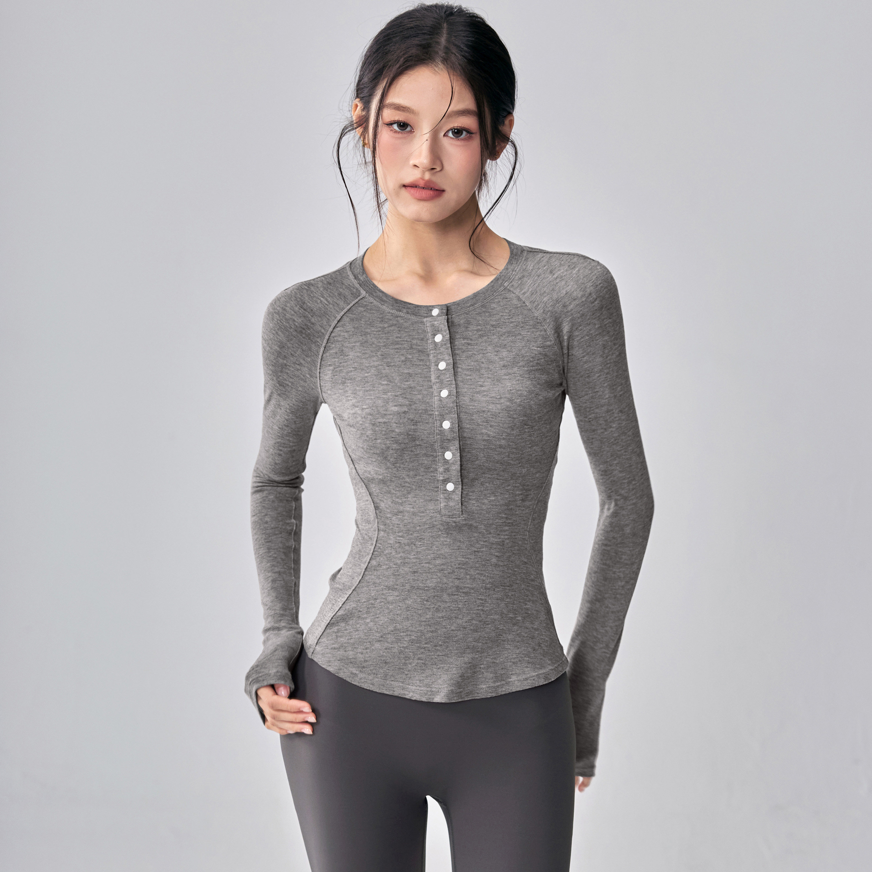 健身女孩天丝羊毛瑜伽服速干显瘦打底普拉提训练长袖运动上衣秋冬,淘宝优惠券,粉丝福利购,淘宝优惠卷