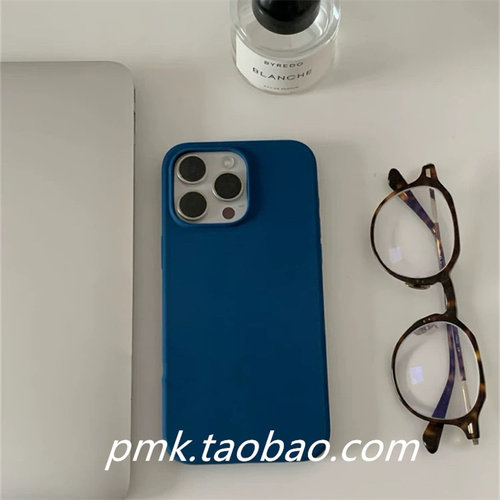 简约ins博主同款复古纯色深蓝硅胶适用苹果16ProMax手机壳iPhone15新款14硅胶13Promax简约软壳情侣保护套 - 图1