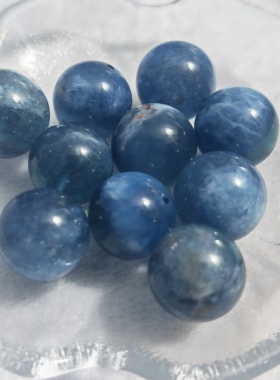 天然魔鬼蓝海蓝宝岛屿海蓝宝黑爆闪15mm-16mm圆珠单珠手工DIY配件