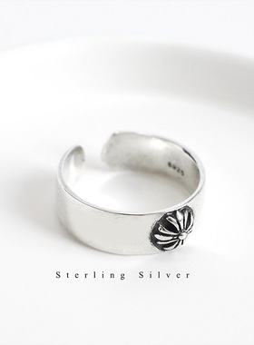 小众复古做旧光面十字架ins戒指