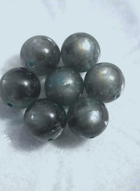 禧芙蓉XFORO星光黑爆闪海蓝宝11mm-12mm圆珠散珠手工单珠配件